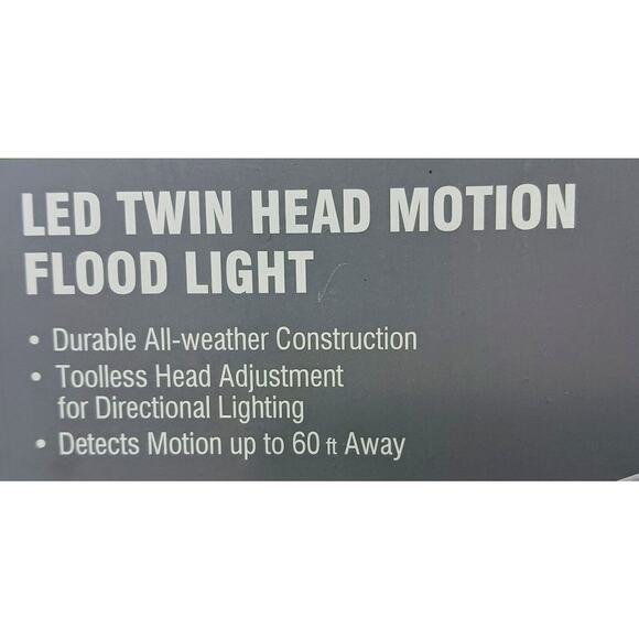 Motion Detection 60 Ft away Flood Light LED WHITE Twin Head Adjusts NEW in Box! - Picture 16 of 16